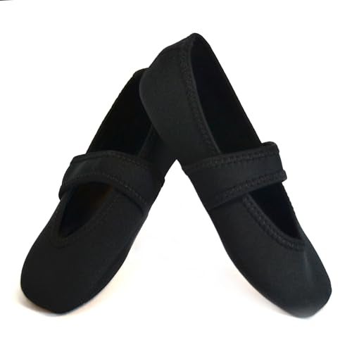 Nufoot Betsy Lou Women's Slippers, Foldable, Flexible Flats, Slipper Socks, Travel Slippers, Exercise Shoe, Dance Shoe, Yoga Socks, House Shoes, Indoor Shoes, Black, X-Large - Image 1