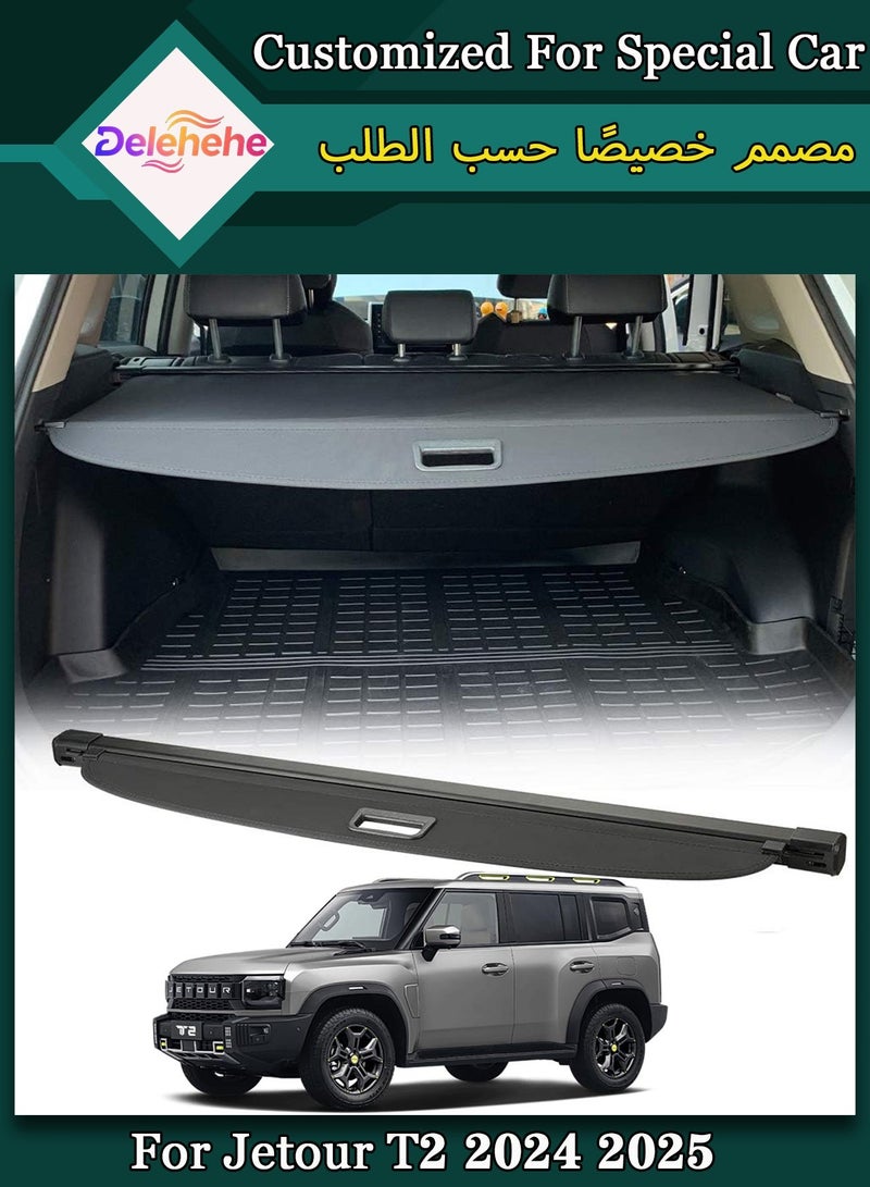 Delehehe For Jetour T2 2024 2025 Cargo Cover Compatible Accessories - Retractable Rear Luggage Trunk Security Covers Protector Anti Theft Shield Shade, (Carbon Fiber Style) - Image 1
