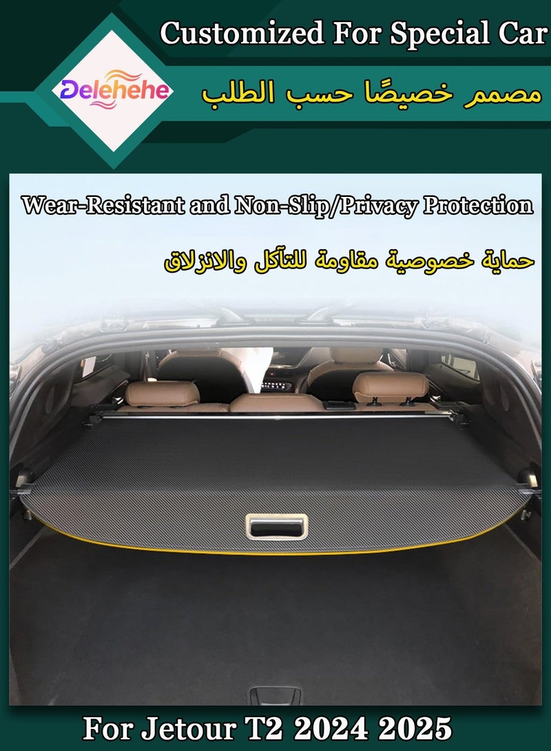 Delehehe For Jetour T2 2024 2025 Cargo Cover Compatible Accessories - Retractable Rear Luggage Trunk Security Covers Protector Anti Theft Shield Shade, (Carbon Fiber Style) - Image 2