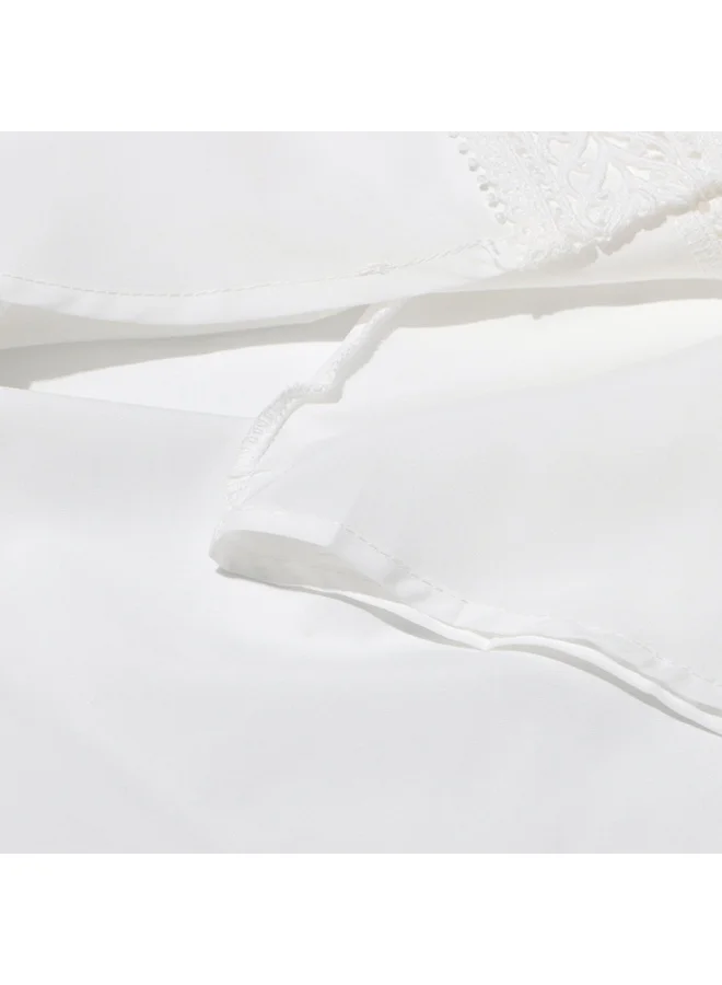 Madam Uniq Elegant White Lace - Embroidered Gown, Sleeveless & Hollow - Out Details, Runway - Style Dress
