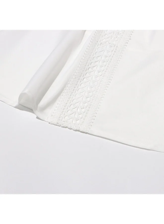 Madam Uniq Elegant White Lace - Embroidered Gown, Sleeveless & Hollow - Out Details, Runway - Style Dress