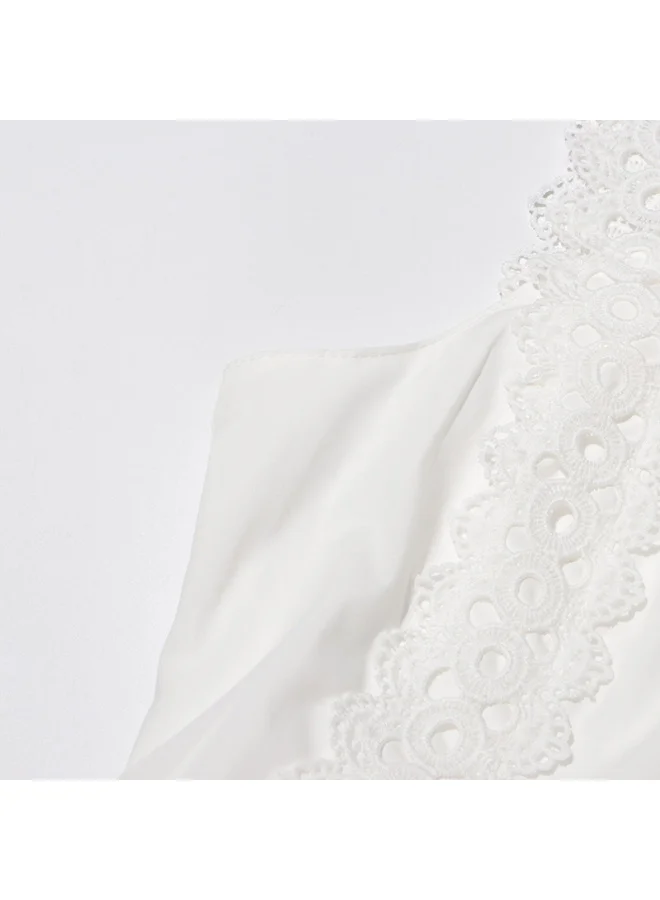 Madam Uniq Elegant White Lace - Embroidered Gown, Sleeveless & Hollow - Out Details, Runway - Style Dress
