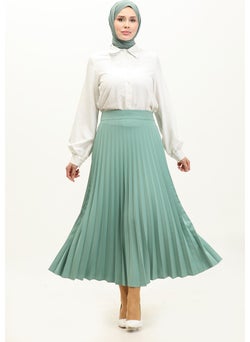 Sefa Merve Pleated Skirt 2249-06 Aqua Green  - Image 2
