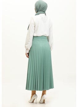 Sefa Merve Pleated Skirt 2249-06 Aqua Green  - Image 4