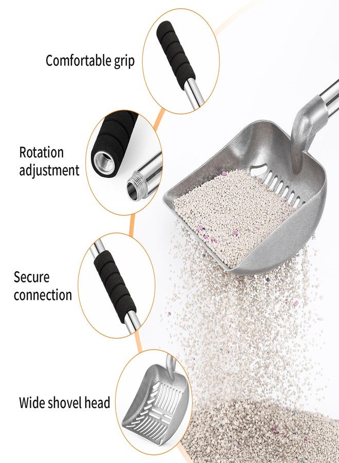 Yangbaga Metal Cat Litter Scoop:Detachable Long Handle Litter Scooper with Deep Shovel,Pooper Scooper Heavy Duty for Litter Box,Stainless Steel Non-Stick Sifter with Foam Padded Grip,No Bending Back - Image 5