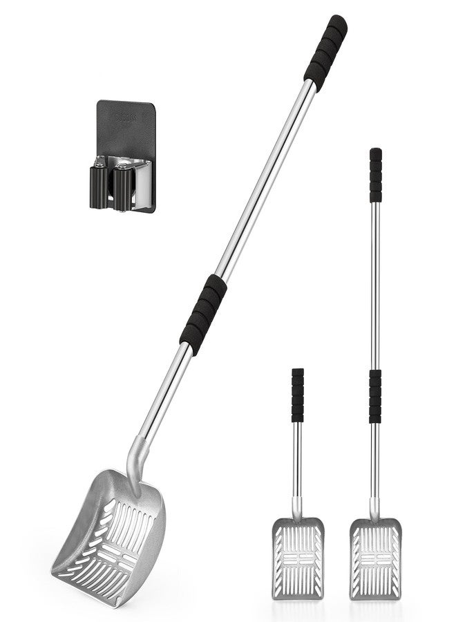 Yangbaga Metal Cat Litter Scoop:Detachable Long Handle Litter Scooper with Deep Shovel,Pooper Scooper Heavy Duty for Litter Box,Stainless Steel Non-Stick Sifter with Foam Padded Grip,No Bending Back - Image 1