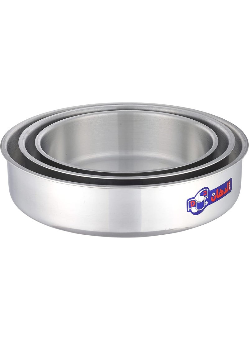 طقم صواني فرن دائرية من الدهان - 3 قطعة 22 سم - 26 - 30 الألومنيوم فضي 6221124012623