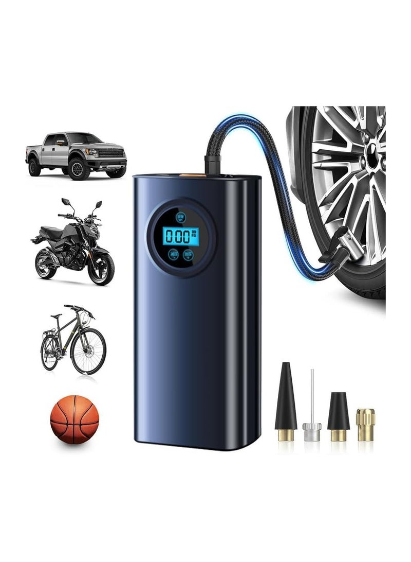 Bukela Portable Compressor Tire Inflator with LCD Display, with 3 Nozzle Adapters,Inflator for Car Tires, Motorcycle, Bike, Basketball, Other Types of inflatables A611, black - Image 1