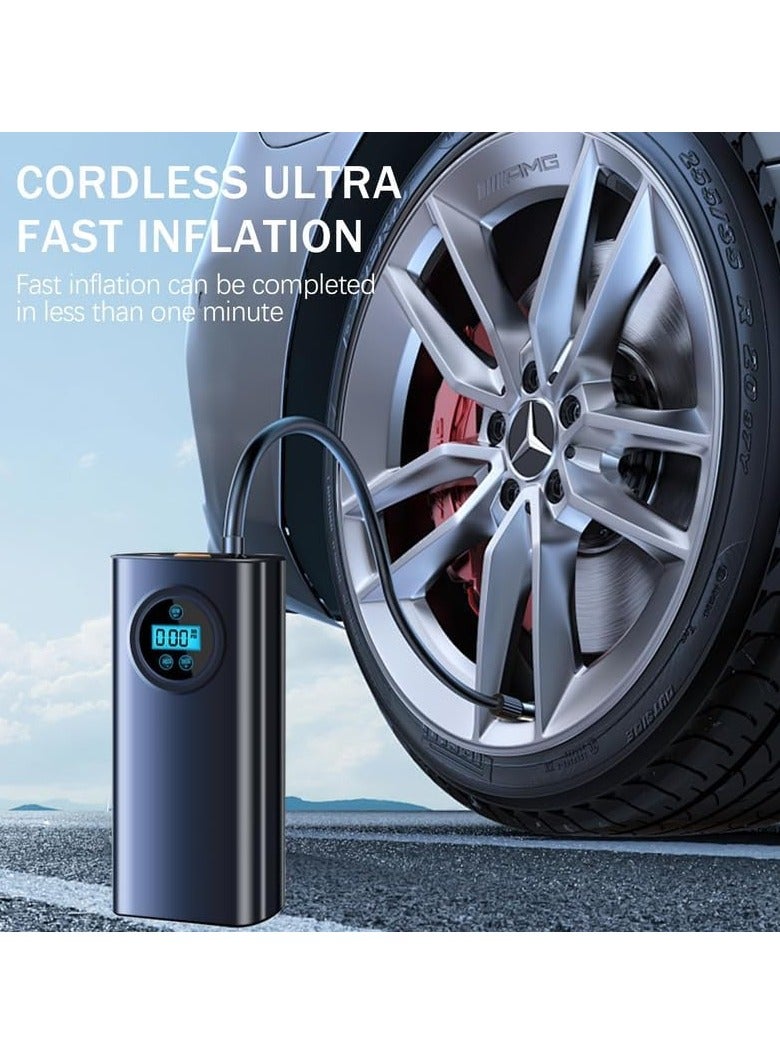Bukela Portable Compressor Tire Inflator with LCD Display, with 3 Nozzle Adapters,Inflator for Car Tires, Motorcycle, Bike, Basketball, Other Types of inflatables A611, black - Image 2