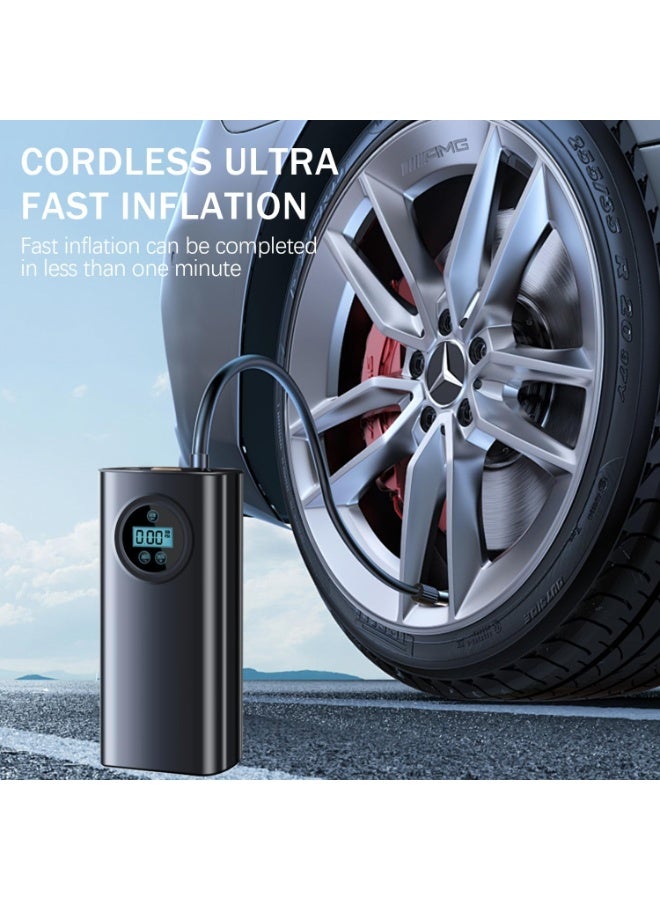 كيلا نافخ إطارات ضاغط محمول مزود بشاشة LCD، مع 3 محولات فوهة، نافخ إطارات السيارات، والدراجات النارية، والدراجات النارية، والدراجات، وكرة السلة، وأنواع أخرى من المطاطية A611، أسود - Image 2