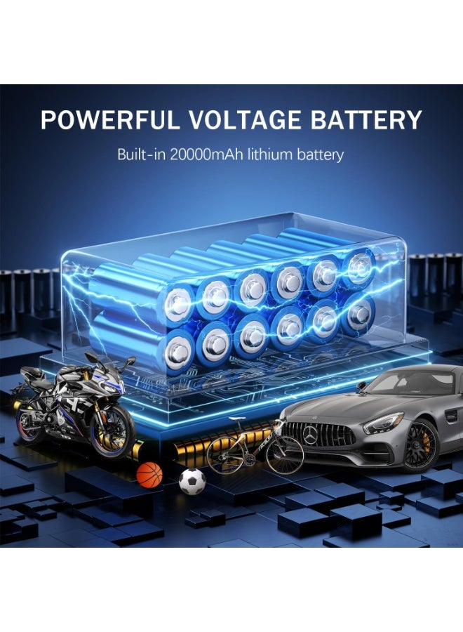 كيلا نافخ إطارات ضاغط محمول مزود بشاشة LCD، مع 3 محولات فوهة، نافخ إطارات السيارات، والدراجات النارية، والدراجات النارية، والدراجات، وكرة السلة، وأنواع أخرى من المطاطية A611، أسود - Image 3