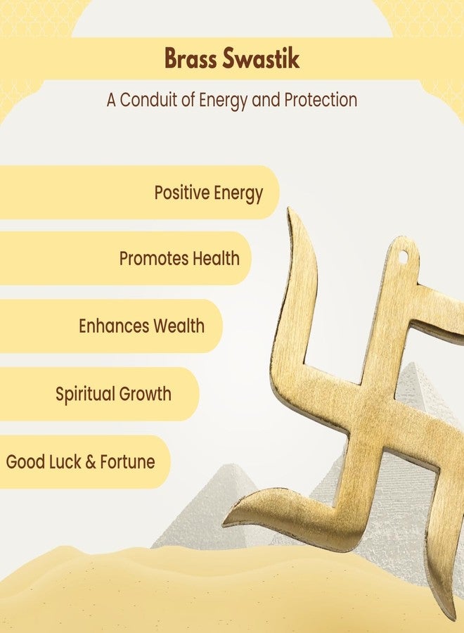 Plus Value صليب سواستيك نحاسي فاخر للمدخل الرئيسي، علاجات فاستو للمنزل والمكتب، تعليقة على الباب - رموز دينية مباركة لجلب الحظ السعيد، تماثيل بوجا، ساتيا الإيجابية (3 بوصات) - Image 4