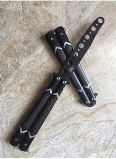 Butterfly Knife Trainer Practice Steel Metal Folding Knife Training Knife Unsharpened Blade (Black)