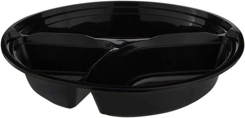 Lavish Microwave Disposable Round Food Containers with Lids | 3 Compartment-5 Pack | Meal Prep Containers, Plastic Lunch & Takeaway Boxes for Kitchen Food Storage - Image 5