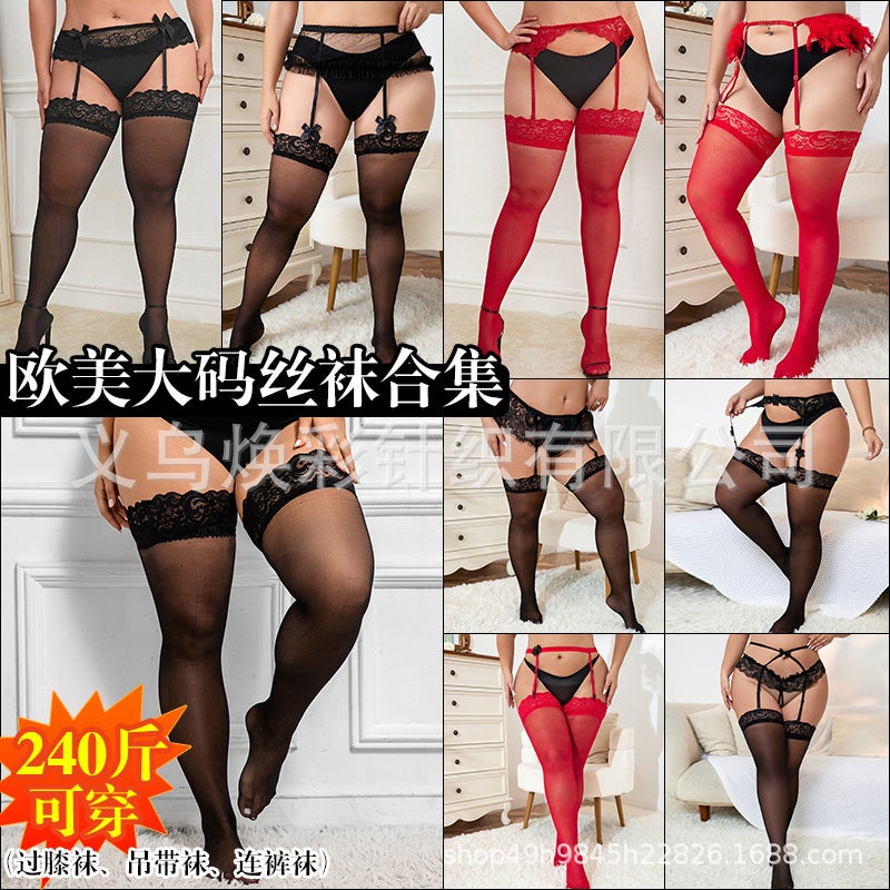 For Explosions 240Kg Large Size Stockings Silicone Non-Slip Lace Knee Socks Increased Bbw - Image 2