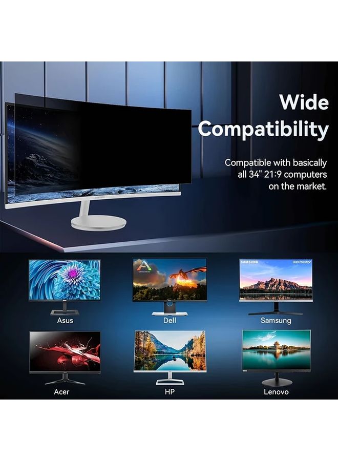 34 Inch Privacy Screen Protector Anti Glare Blue Light Blocking Removable Anti Spy Filter - Image 5