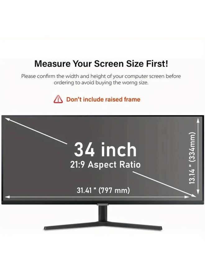 34 Inch Privacy Screen Protector Anti Glare Blue Light Blocking Removable Anti Spy Filter - Image 3