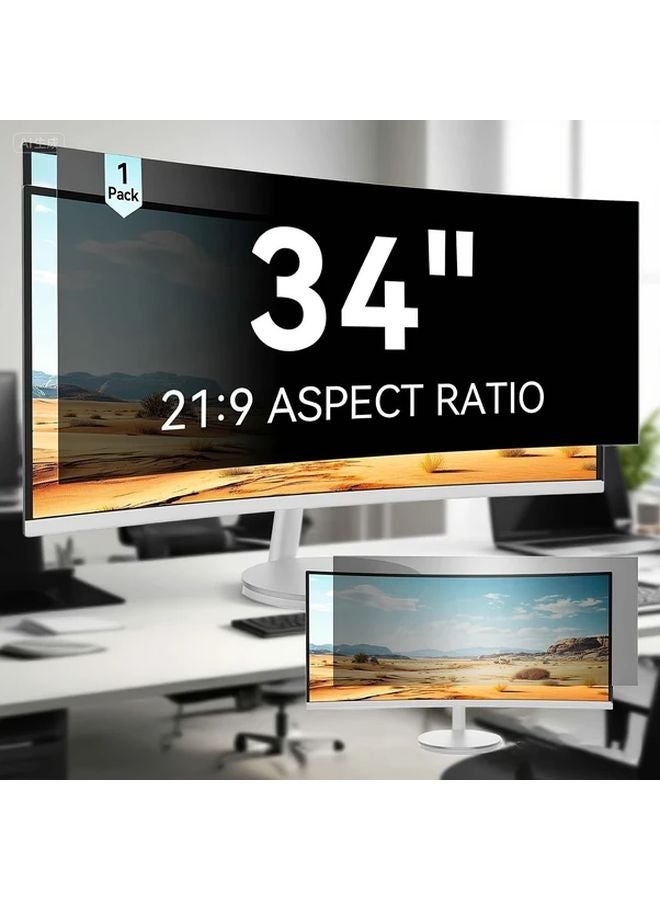 34 Inch Privacy Screen Protector Anti Glare Blue Light Blocking Removable Anti Spy Filter - Image 2