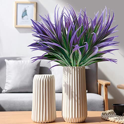 AUMVEYI 8 Pcs Outdoor Fake Plants UV Resistant Artificial Tall Grass Plants Faux Tropical Flowers Bushes Fall Winter Summer Planters Yard Patio Front Porch Dcor Plastic Greenery Shrubs Decoration - Image 3