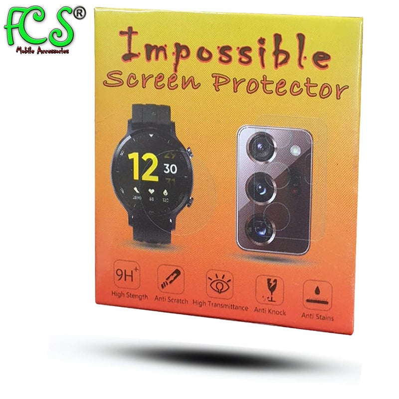 FCS حماية شاشة مرنة شفافة 0.3 مم بصلابة 9H مضادة للصدمات تغطي الشاشة بالكامل لحماية ساعة Realme Watch S (شفافة، 2) (9H REALME-WATCH-S) - Image 5