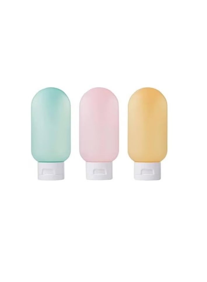 مجموعة زجاجات أدوات النظافة الشخصية للسفر 3 قطع زجاجات قابلة لإعادة التعبئة ومقاومة للتسرب مع أغطية - Image 1