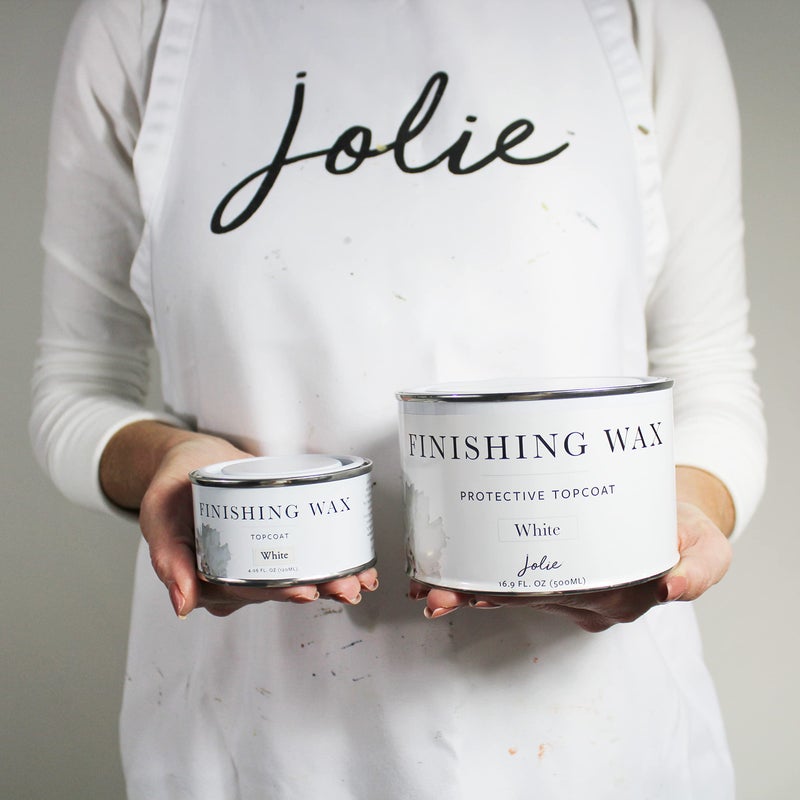 Jolie Finishing Wax - Protective topcoat Paint - Use on interior furniture, cabinets, walls, home decor and accessories - Odor-Free, Non-Hazardous - White - 120 ml - Image 3