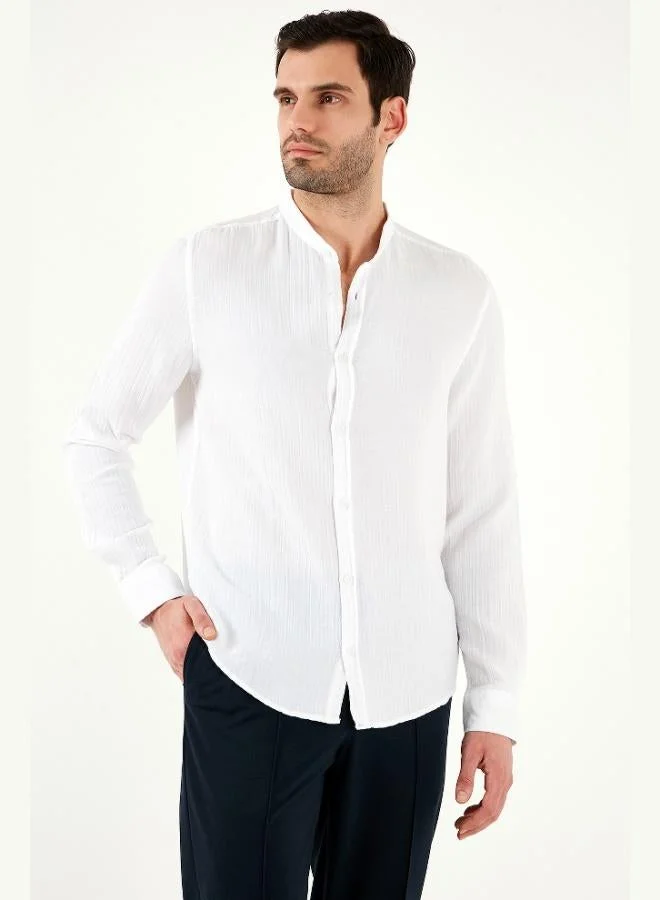 Buratti  Buratti Cotton Regular Fit Mandarin Collar Shirt Men's SHIRT CF25S127702 for Men | Best Price UAE