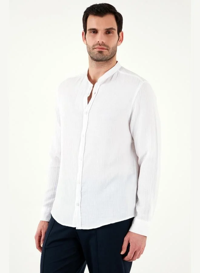 Buratti  Buratti Cotton Regular Fit Mandarin Collar Shirt Men's SHIRT CF25S127702 for Men | Best Price UAE