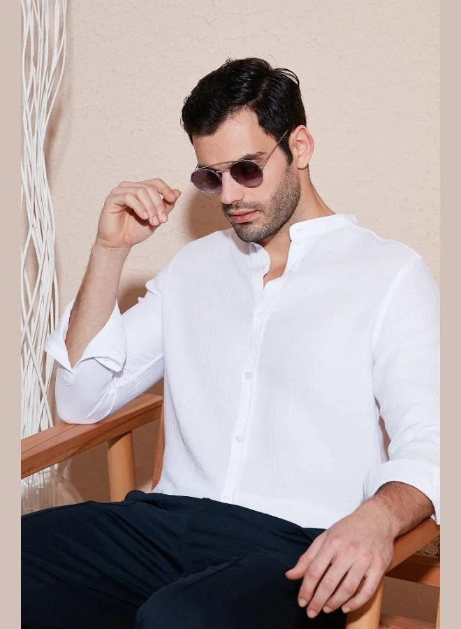 Buratti  Buratti Cotton Regular Fit Mandarin Collar Shirt Men's SHIRT CF25S127702 for Men | Best Price UAE
