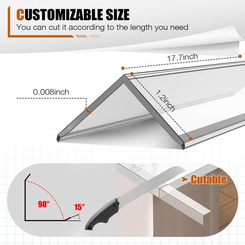 Magicheap 4 Pack Wall Corner Protector, Self Adhesive Corner Protectors for Walls, Easy to Install Edge Guard Strip for Furniture Cabinet Shelf Drywall Baseboard Desk, 17.7in x 1.18in, Clear - Image 2
