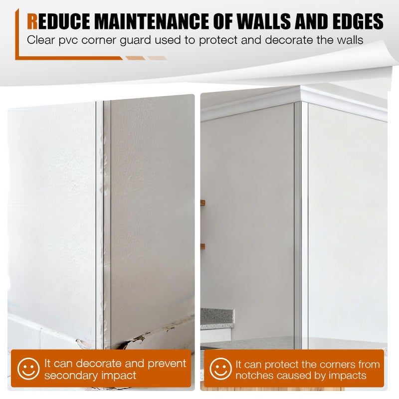 Magicheap 4 Pack Wall Corner Protector, Self Adhesive Corner Protectors for Walls, Easy to Install Edge Guard Strip for Furniture Cabinet Shelf Drywall Baseboard Desk, 17.7in x 1.18in, Clear - Image 4