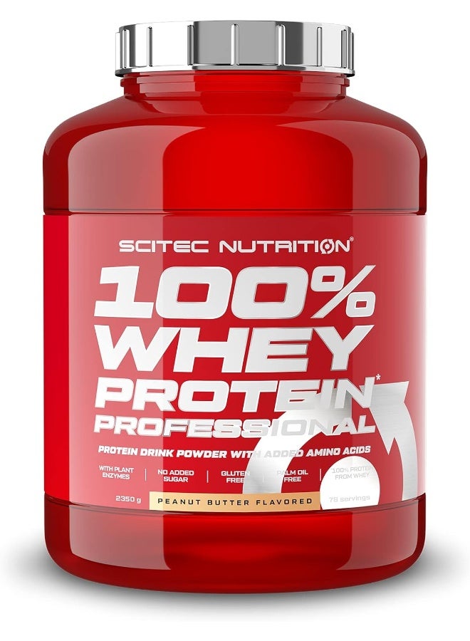 SCITEC NUTRITION 100% بروتين مصل الحليب المحترف مع أحماض أمينية إضافية وإنزيمات هضمية خالي من الجلوتين 2.35 كجم زبدة الفول السوداني - Image 1