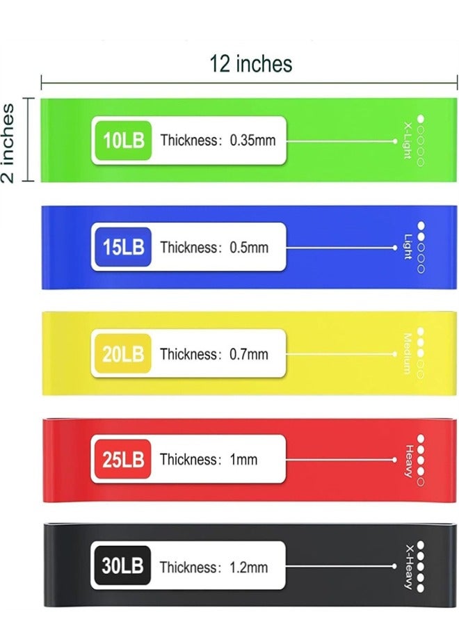 Resistance Bands Set, 5 Pcs Resistance Bands Stretch Bands Therapy Workout Bands for Home Fitness Gym Yoga Pilates (5 Resistance Levels) - Image 2