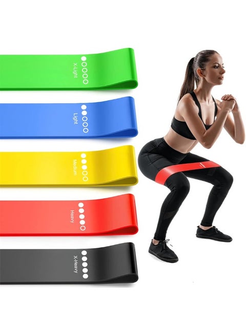 Resistance Bands Set, 5 Pcs Resistance Bands Stretch Bands Therapy Workout Bands for Home Fitness Gym Yoga Pilates (5 Resistance Levels)
