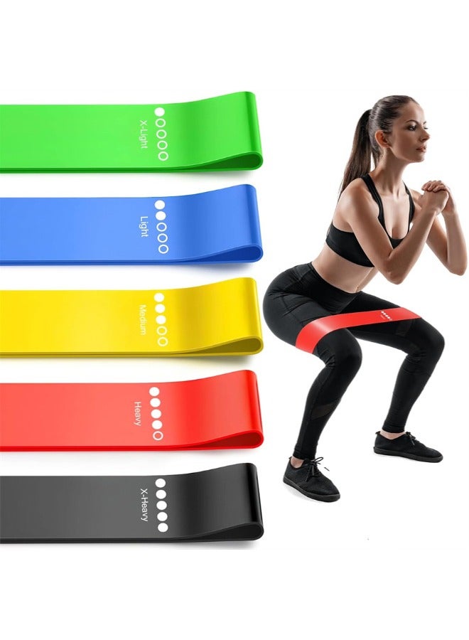 Resistance Bands Set, 5 Pcs Resistance Bands Stretch Bands Therapy Workout Bands for Home Fitness Gym Yoga Pilates (5 Resistance Levels) - Image 1