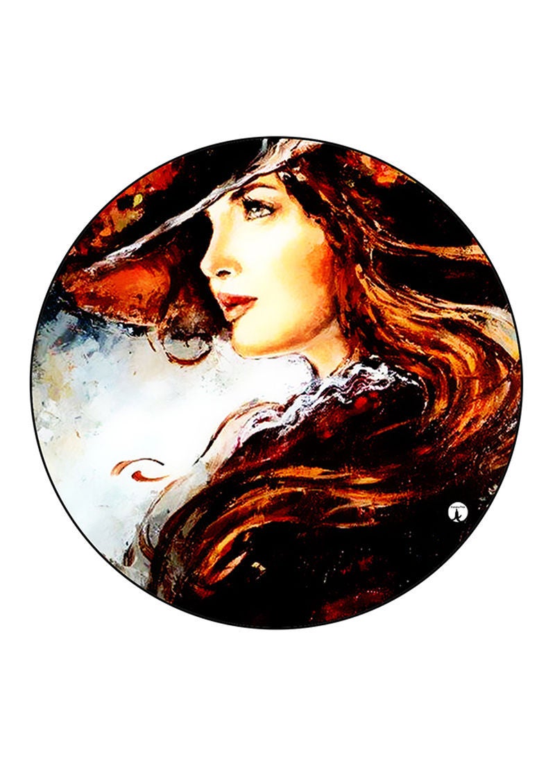 RKN Woman Printed Mouse Pad  Round  Multicolour