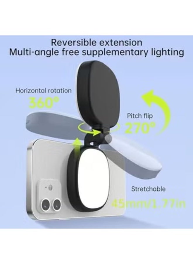 مصباح مغناطيسي محمول K04 مع مرآة و3 درجات حرارة لونية، سطوع وطول قابلان للتعديل، حامل هاتف مرفق، مناسب لصور السيلفي والمكياج والإضاءة (ابيض) - Image 5