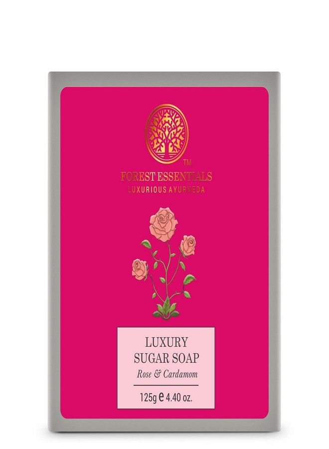 Forest Essentials Forest Essentials Luxury Sugar Soap Rose and Cardamom|Sulphate-Free Formula|Bar Soap For Men And Women|125 g  - Image 1