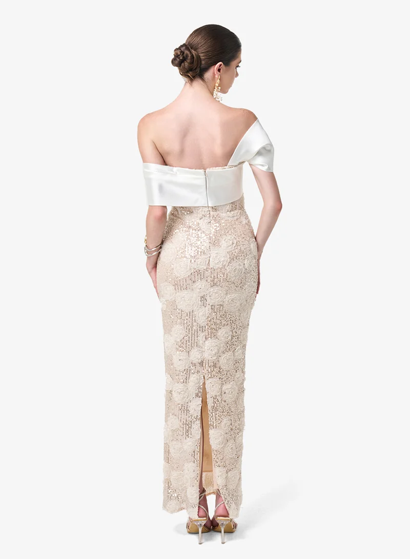 Threadz by Ajooni Off Shoulder Maxi Dress