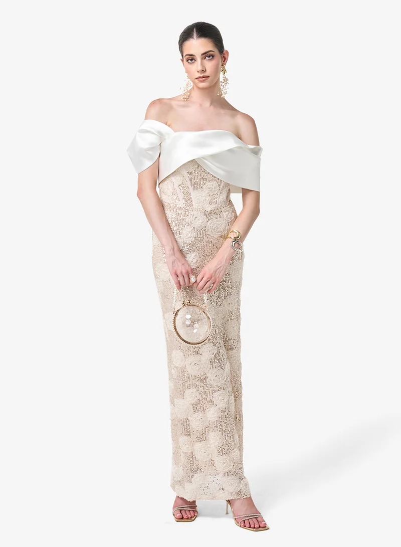 Threadz by Ajooni Off Shoulder Maxi Dress