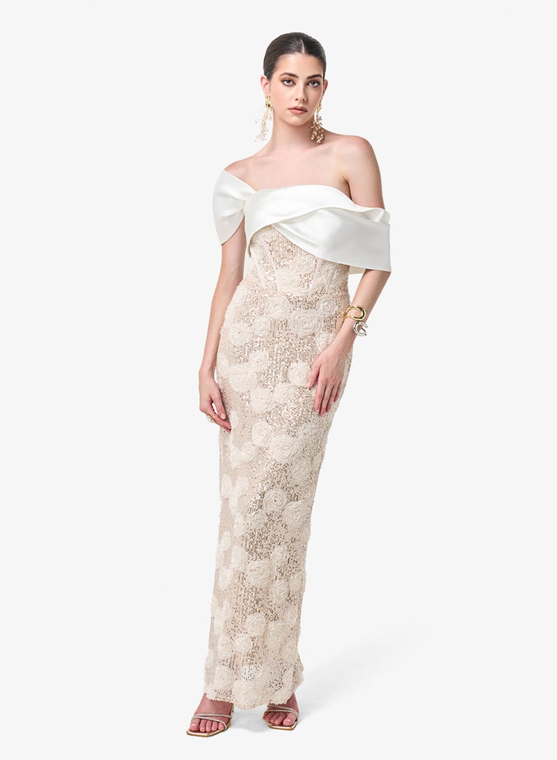 Threadz by Ajooni Off Shoulder Maxi Dress - Image 4