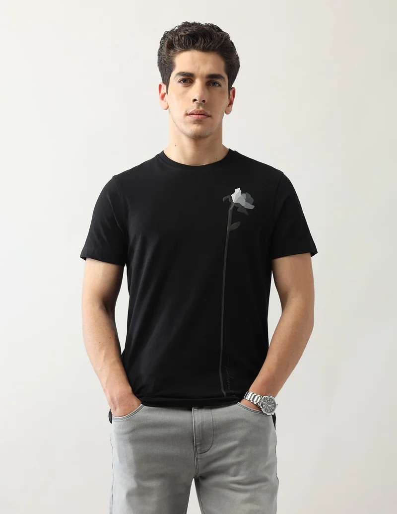 Arrow Floral Printed Night Is Young T-Shirt