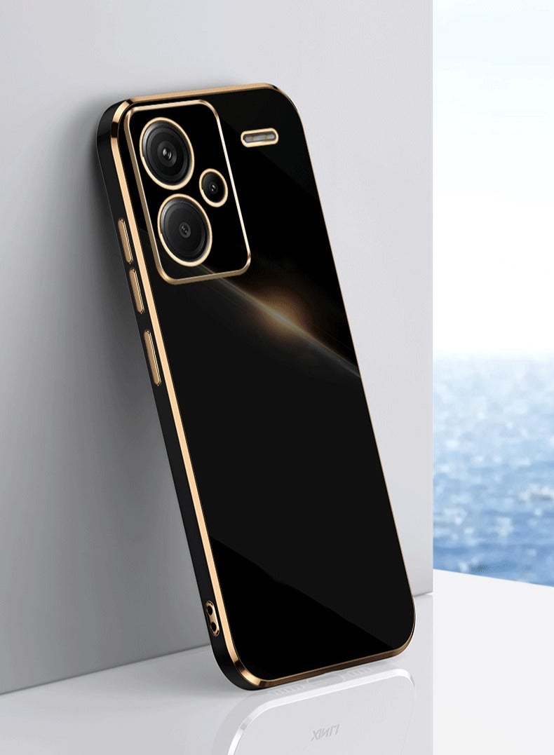 Xiaomi Redmi Note 13 Pro Plus 5G Black Mobile Phone Case Cover, Luxury Plating Soft Back Cover, Raised Full Camera Protection - Image 1