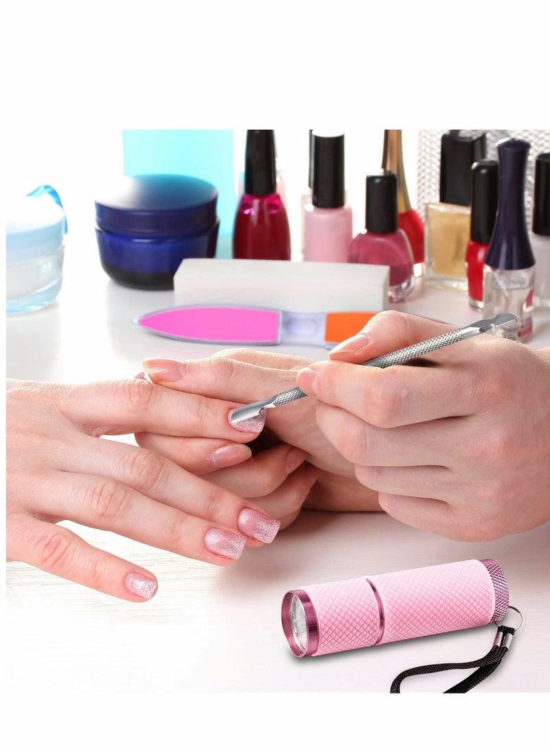 Y&D Mini UV LED Nail Lamp for Gel Nails with 9 and Cuticle Pusher, Portable Stainless Steel Manicure Tool 2 Pieces Files Girl Woman Home (Pink) - Image 3