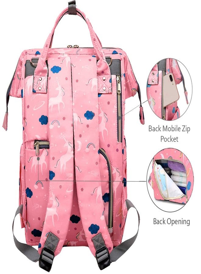 باك آند باي حقيبة حفاضات PACKNBUY للأمهات للسفر، حقائب حفاضات للأطفال، حقيبة حمل مزودة بجيوب معزولة للزجاجات، مقاومة للماء وجيوب متعددة لتخزين منتجات الأطفال حديثي الولادة (لون وردي) - Image 4