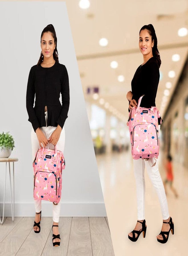 باك آند باي حقيبة حفاضات PACKNBUY للأمهات للسفر، حقائب حفاضات للأطفال، حقيبة حمل مزودة بجيوب معزولة للزجاجات، مقاومة للماء وجيوب متعددة لتخزين منتجات الأطفال حديثي الولادة (لون وردي) - Image 5