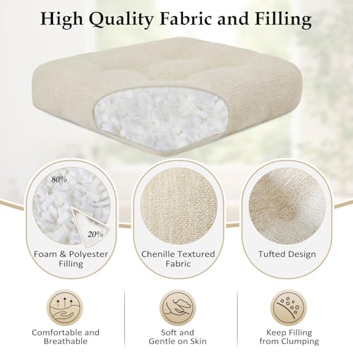 downluxe Chair Cushions for Dining Chairs 2 Pack Tufted Indoor Chair Pads with NonSlip Bottom UShaped Kitchen Chair Cushions 17x17x4 Beige - Image 3