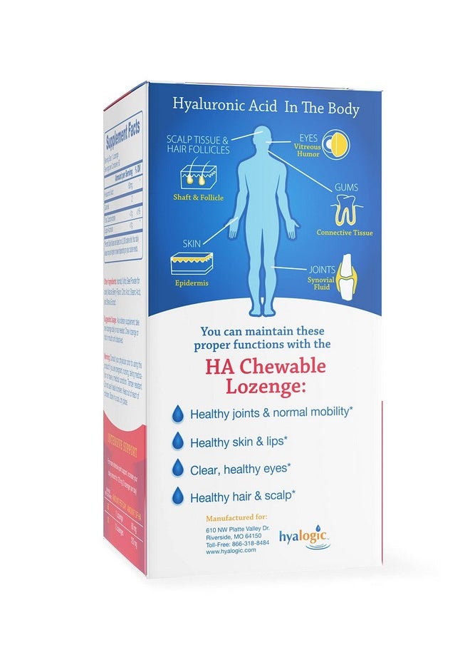 Hyalogic Hyalogic Hyaluronic Acid Chewable Lozenge - Chewable Tablets for Joints, Skin Care & Eyes - Vegan, Sugar-Free and Berry Favored Hyaluronic Acid Supplements (60 Count)  - Image 2