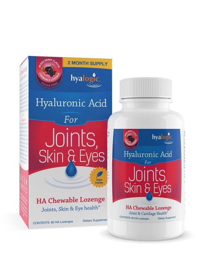 Hyalogic Hyalogic Hyaluronic Acid Chewable Lozenge - Chewable Tablets for Joints, Skin Care & Eyes - Vegan, Sugar-Free and Berry Favored Hyaluronic Acid Supplements (60 Count)  - Image 1