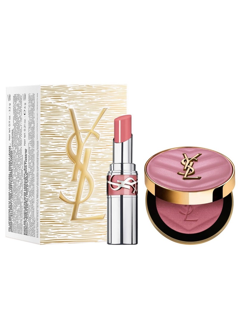 Yves Saint Laurent Make Me Blush Powder & Loveshine Lipstick Set – Shade 44 – Luxury Blush & Lipstick Makeup Gift Set - Image 1